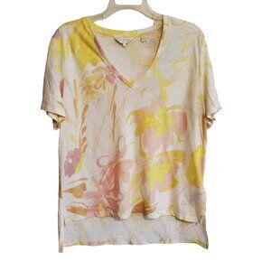 Ted Baker White/Yellow/Pink Watercolor Floral Ciana V-Neck Linen Top 2